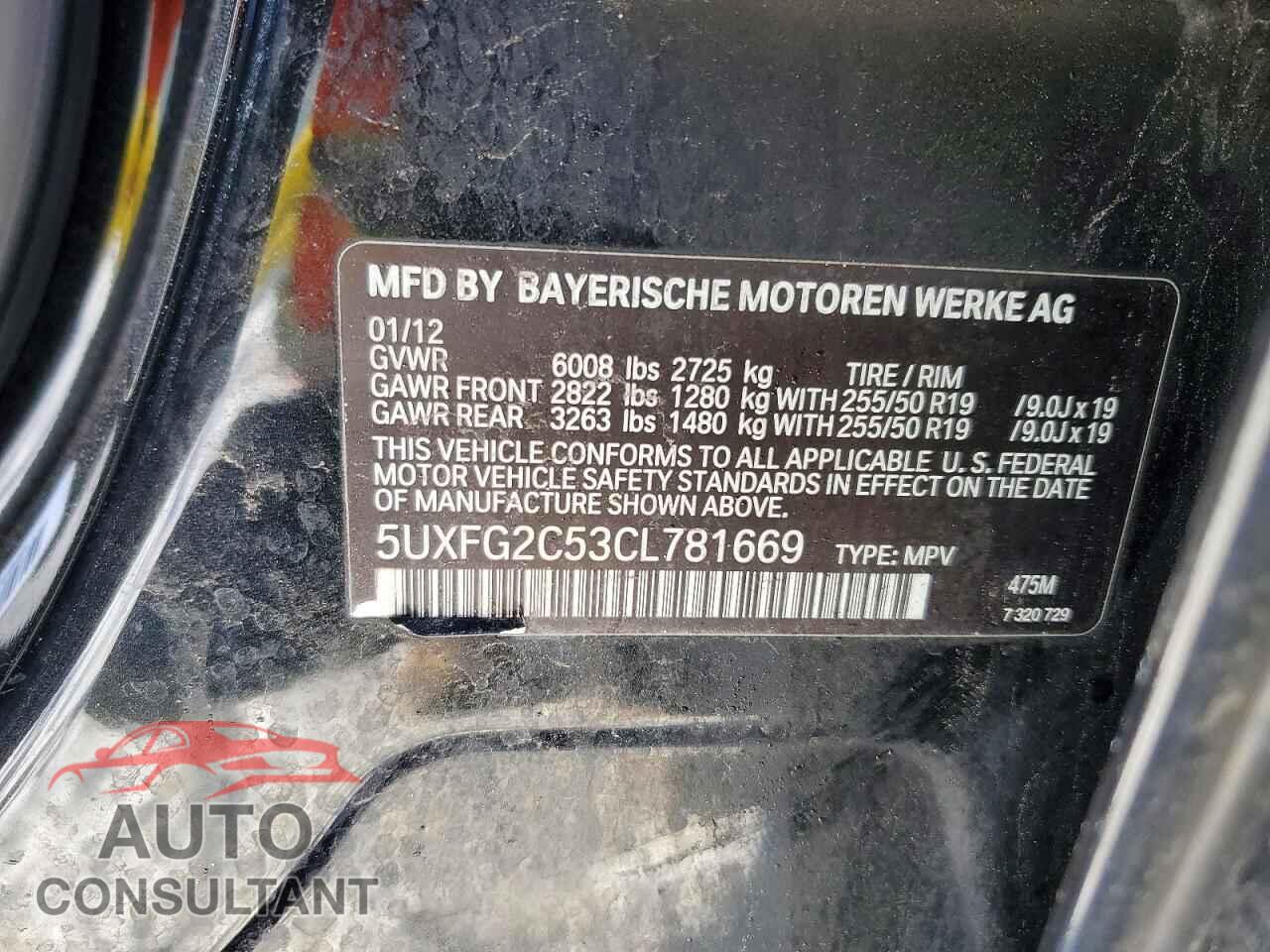 BMW X6 2012 - 5UXFG2C53CL781669