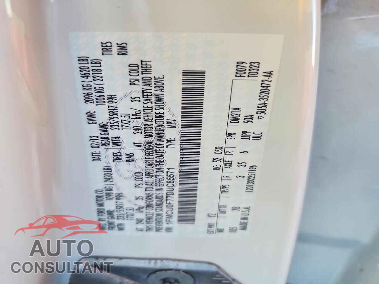 FORD ESCAPE 2013 - 1FMCU0F77DUC85571