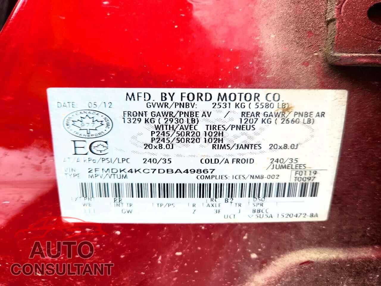 FORD EDGE 2013 - 2FMDK4KC7DBA49867
