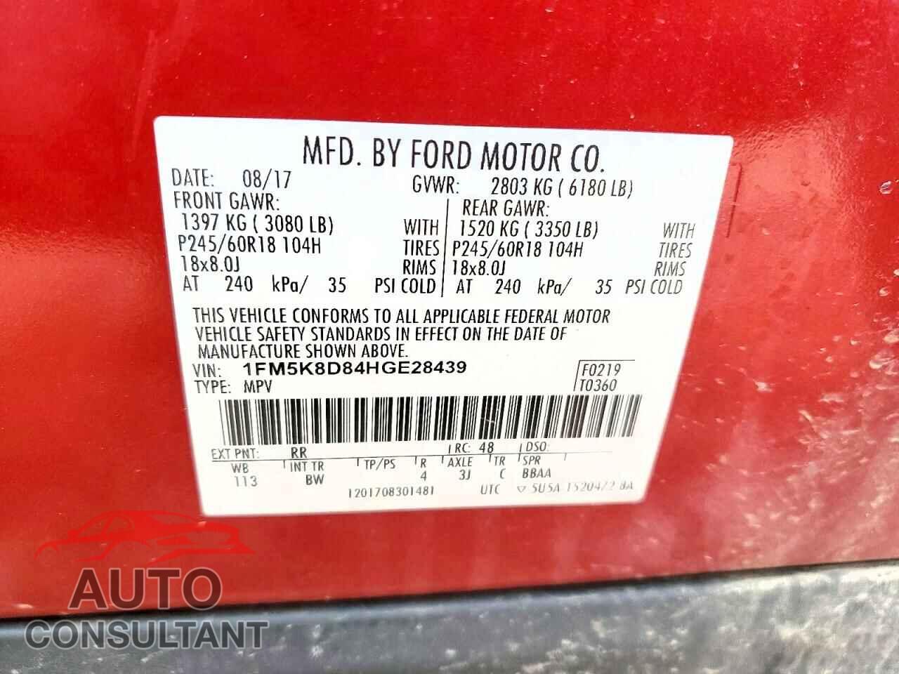 FORD EXPLORER 2017 - 1FM5K8D84HGE28439