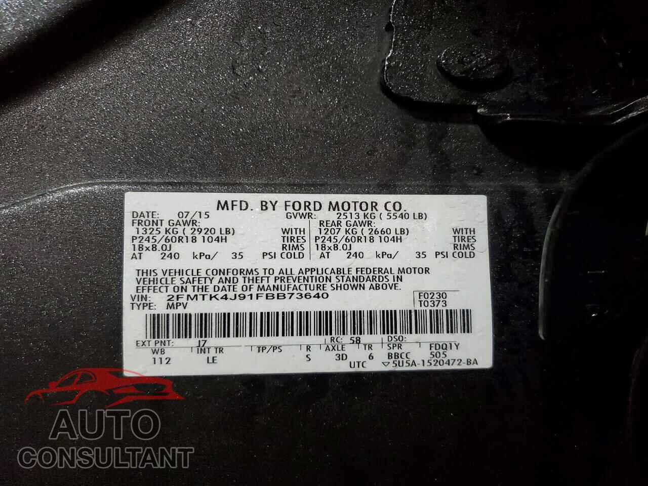 FORD EDGE 2015 - 2FMTK4J91FBB73640
