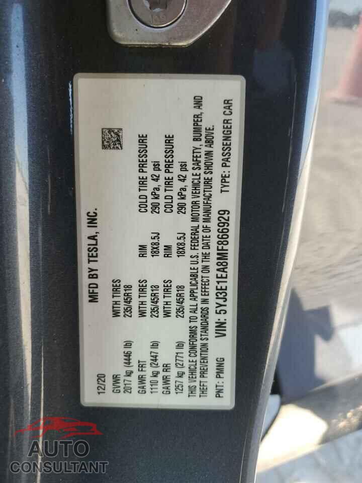 TESLA MODEL 3 2021 - 5YJ3E1EA8MF866929