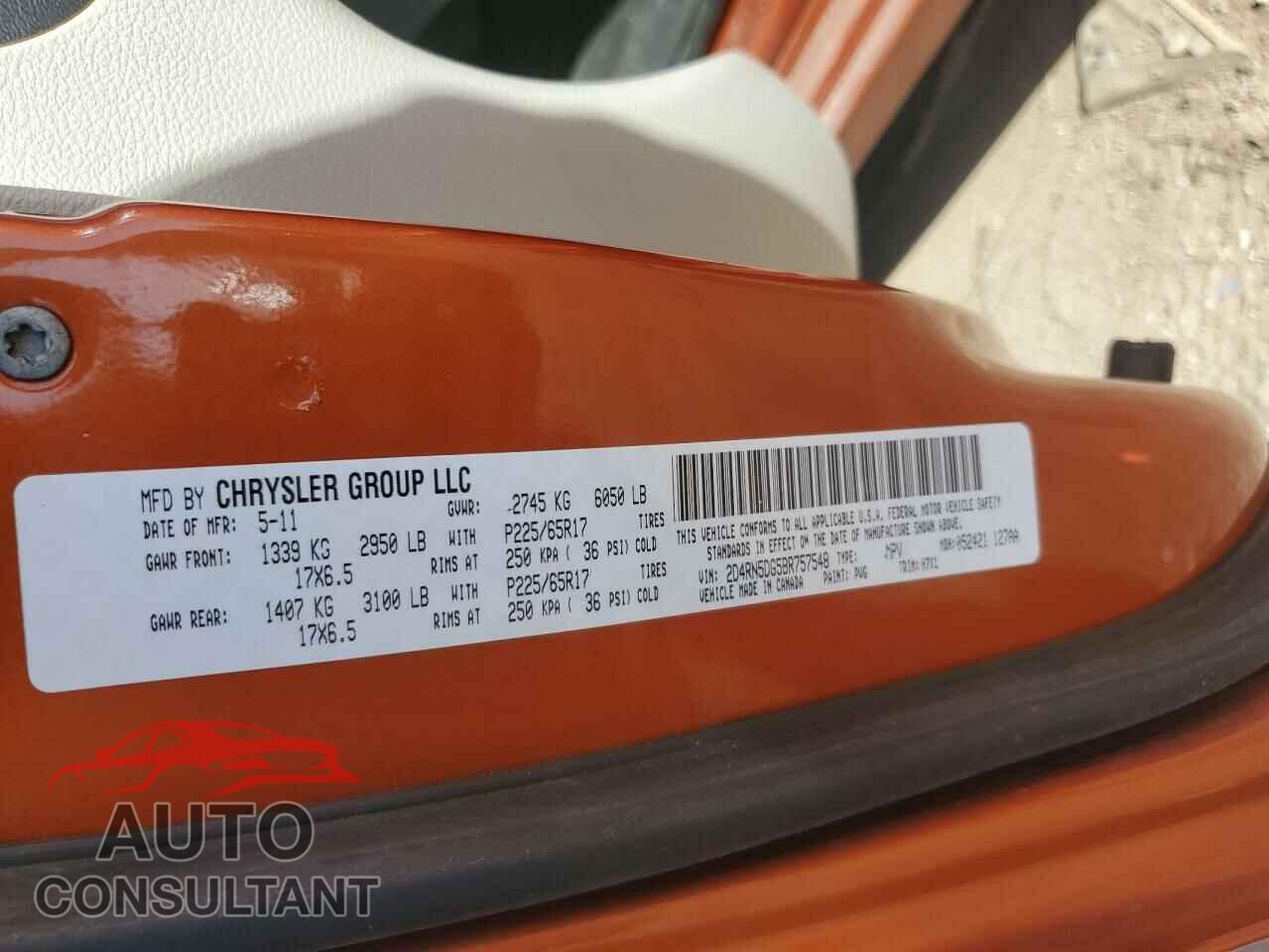 DODGE CARAVAN 2011 - 2D4RN5DG5BR757548