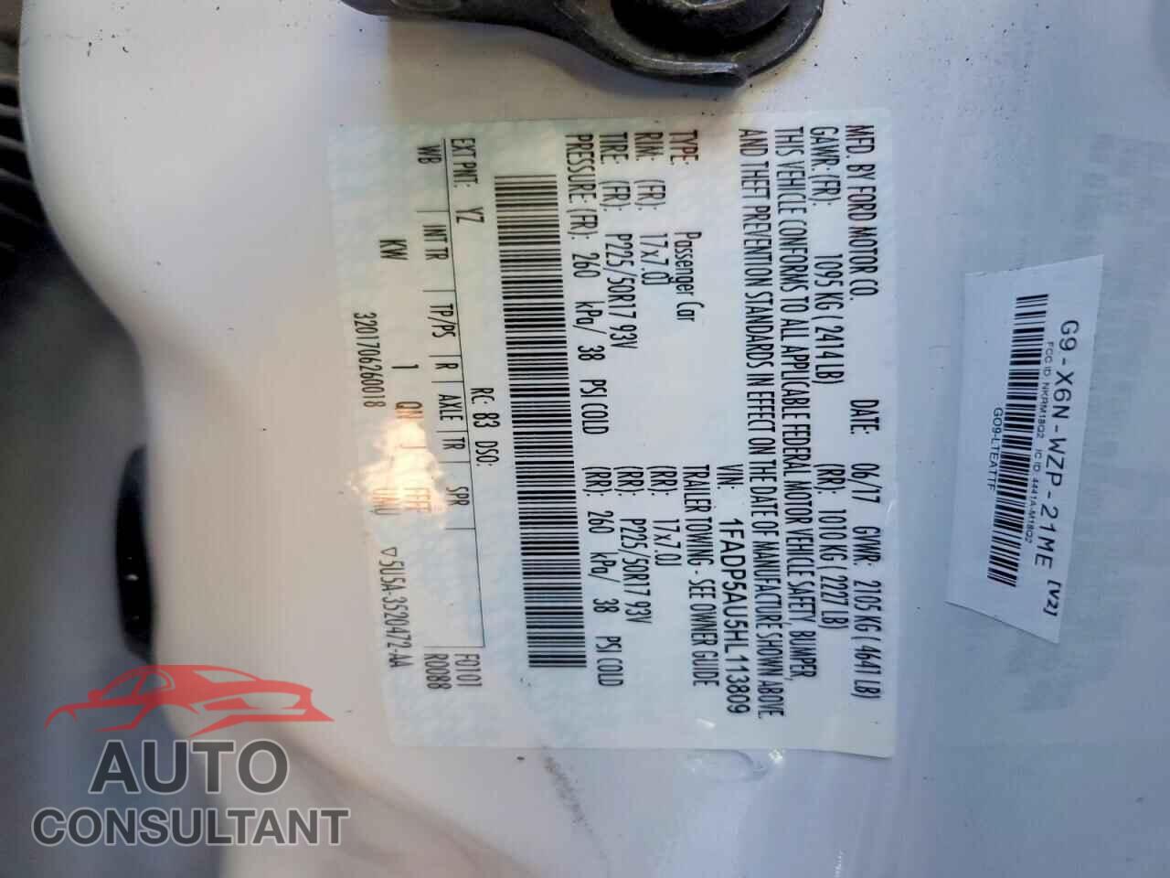 FORD CMAX 2017 - 1FADP5AU5HL113809