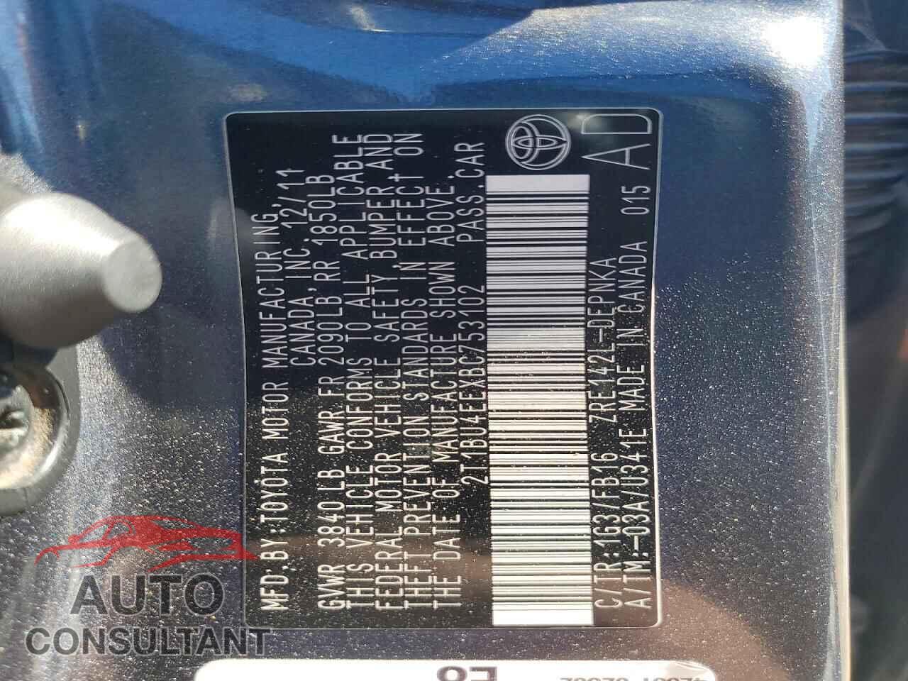 TOYOTA COROLLA 2011 - 2T1BU4EEXBC753102