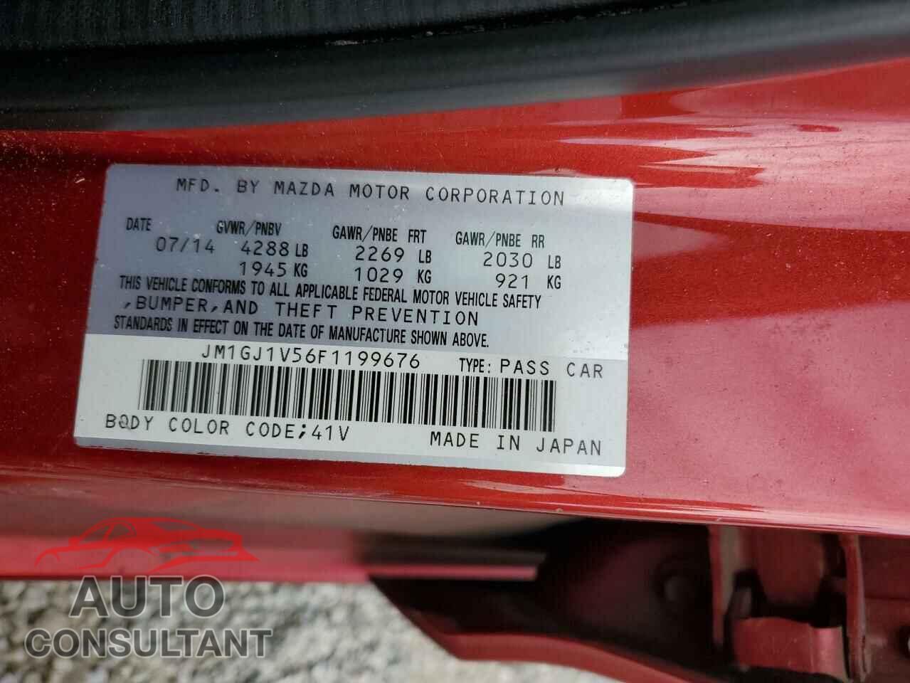 MAZDA 6 2015 - JM1GJ1V56F1199676