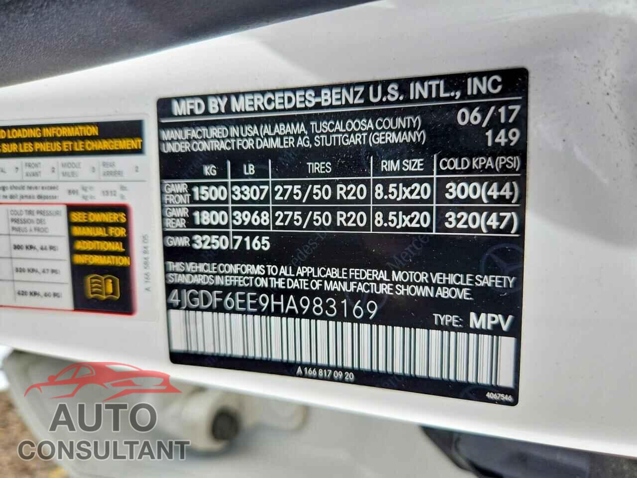 MERCEDES-BENZ GLS-CLASS 2017 - 4JGDF6EE9HA983169
