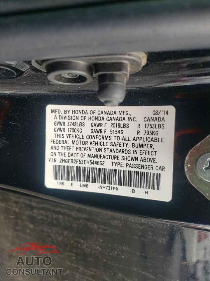 HONDA CIVIC 2014 - 2HGFB2F53EH544662