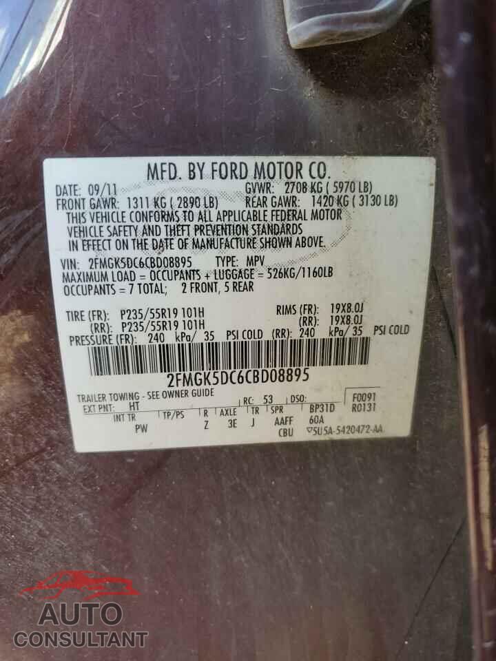 FORD FLEX 2012 - 2FMGK5DC6CBD08895