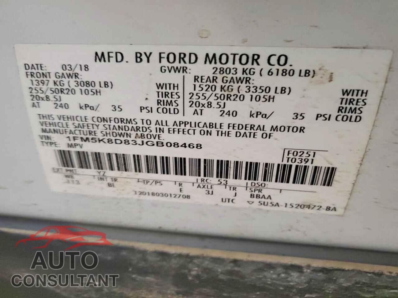 FORD EXPLORER 2018 - 1FM5K8D83JGB08468