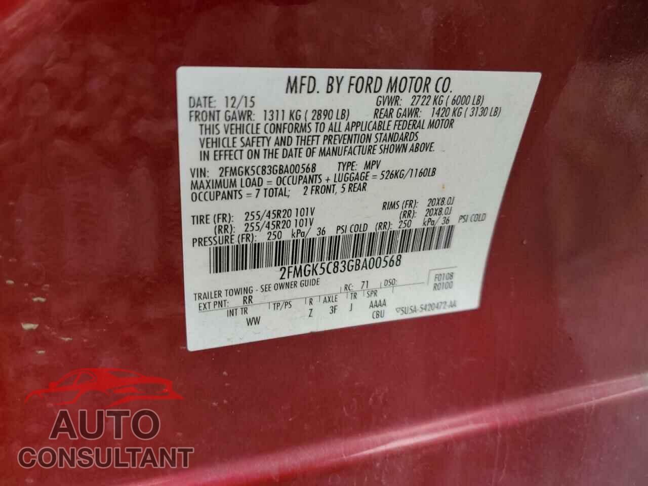 FORD FLEX 2016 - 2FMGK5C83GBA00568