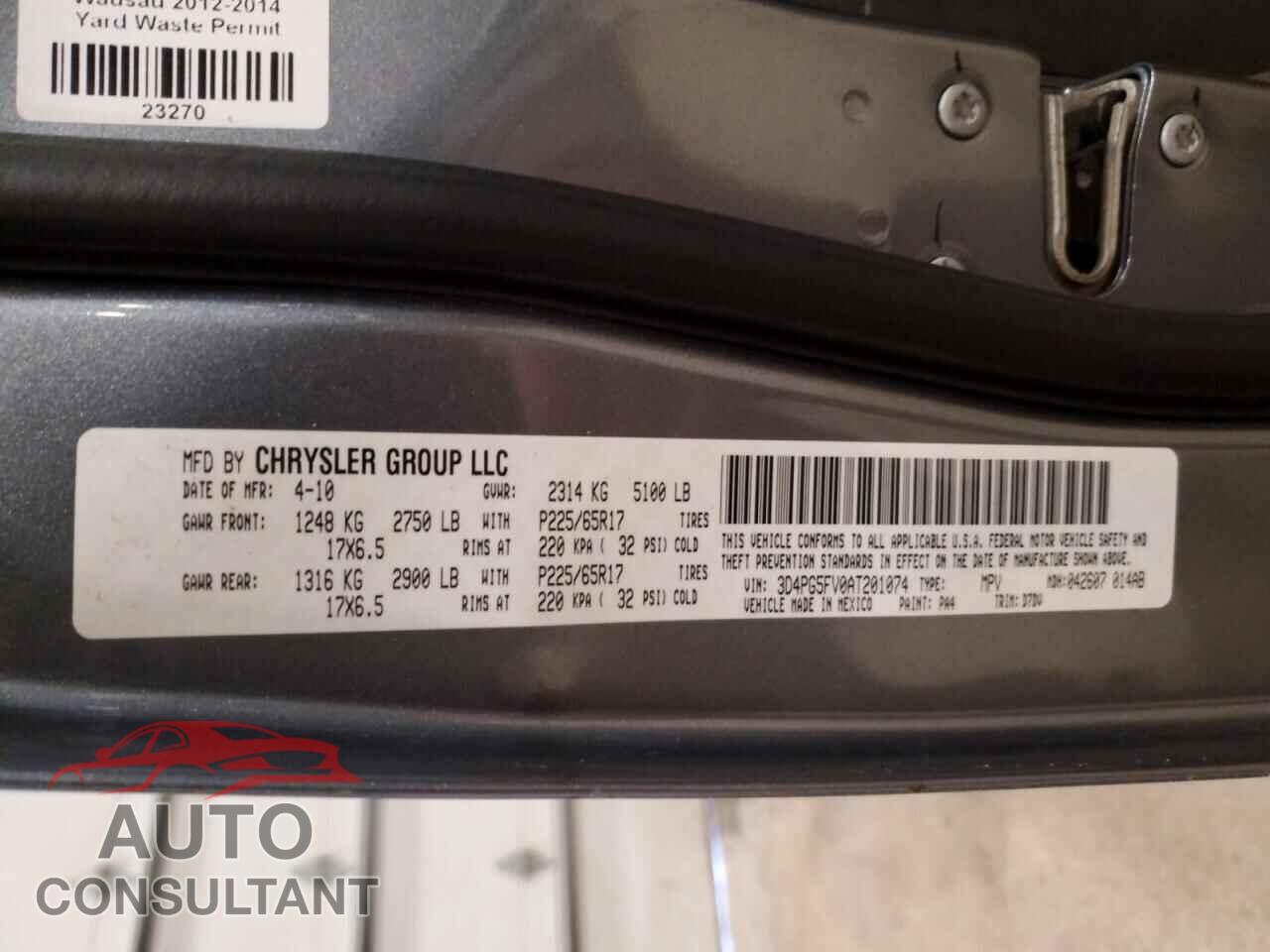 DODGE JOURNEY 2010 - 3D4PG5FV0AT201074
