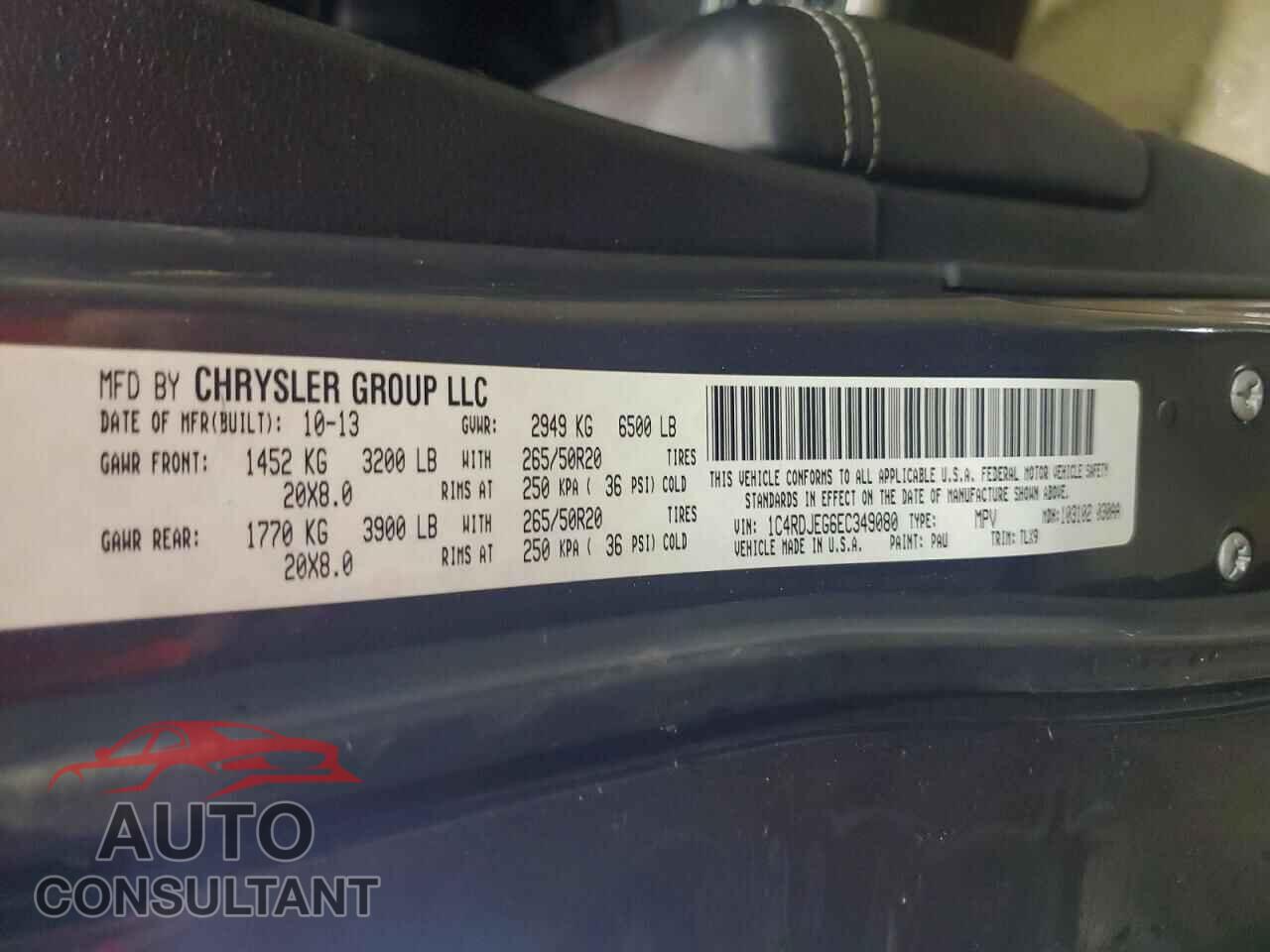DODGE DURANGO 2014 - 1C4RDJEG6EC349080