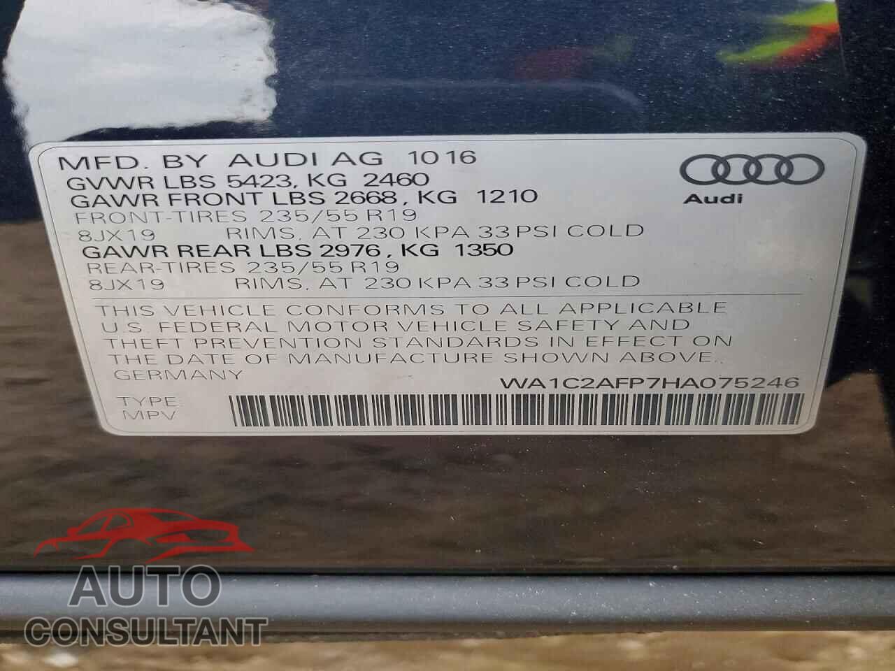 AUDI Q5 2017 - WA1C2AFP7HA075246