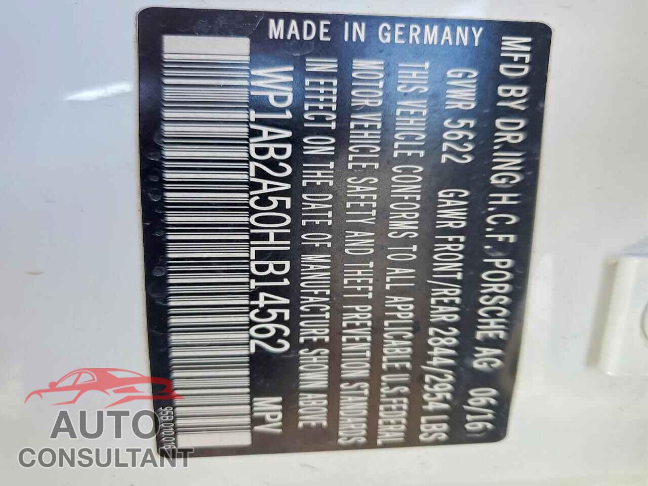 PORSCHE MACAN 2017 - WP1AB2A50HLB14562