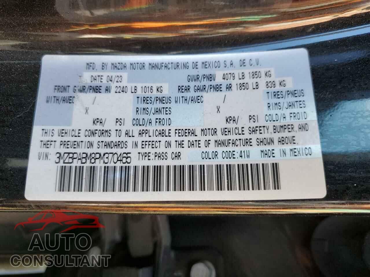 MAZDA 3 2023 - 3MZBPABM8PM370465