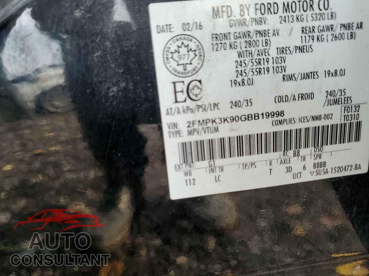 FORD EDGE 2016 - 2FMPK3K90GBB19998