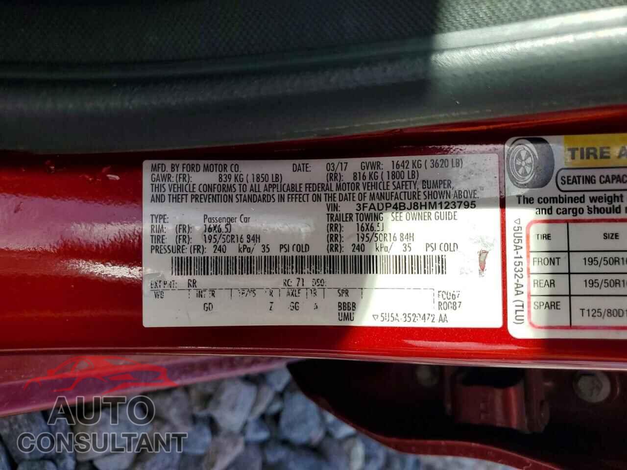 FORD FIESTA 2017 - 3FADP4BJ8HM123795