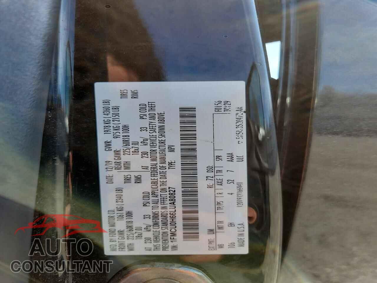 FORD ESCAPE 2020 - 1FMCU0H66LUA80827