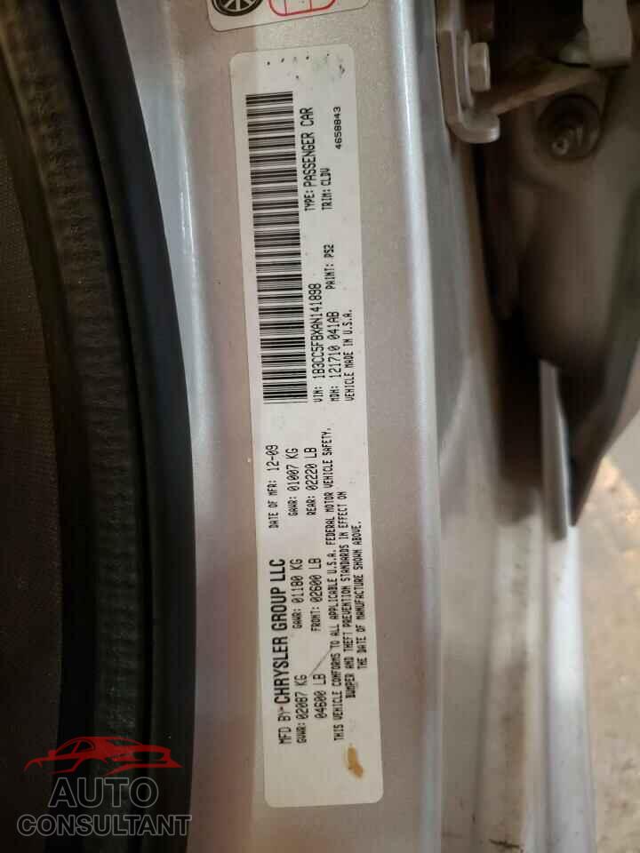 DODGE AVENGER 2010 - 1B3CC5FBXAN141898
