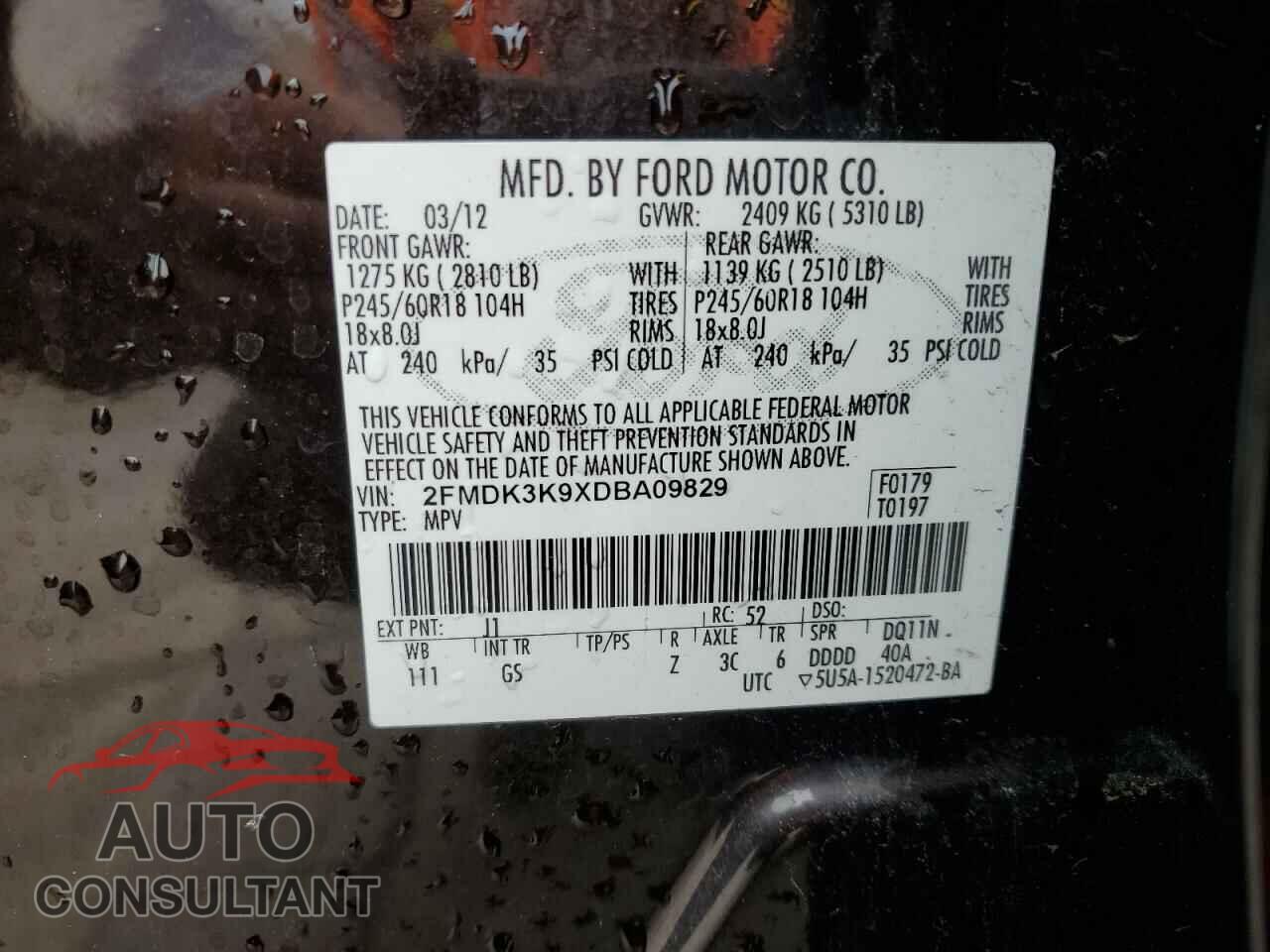 FORD EDGE 2013 - 2FMDK3K9XDBA09829