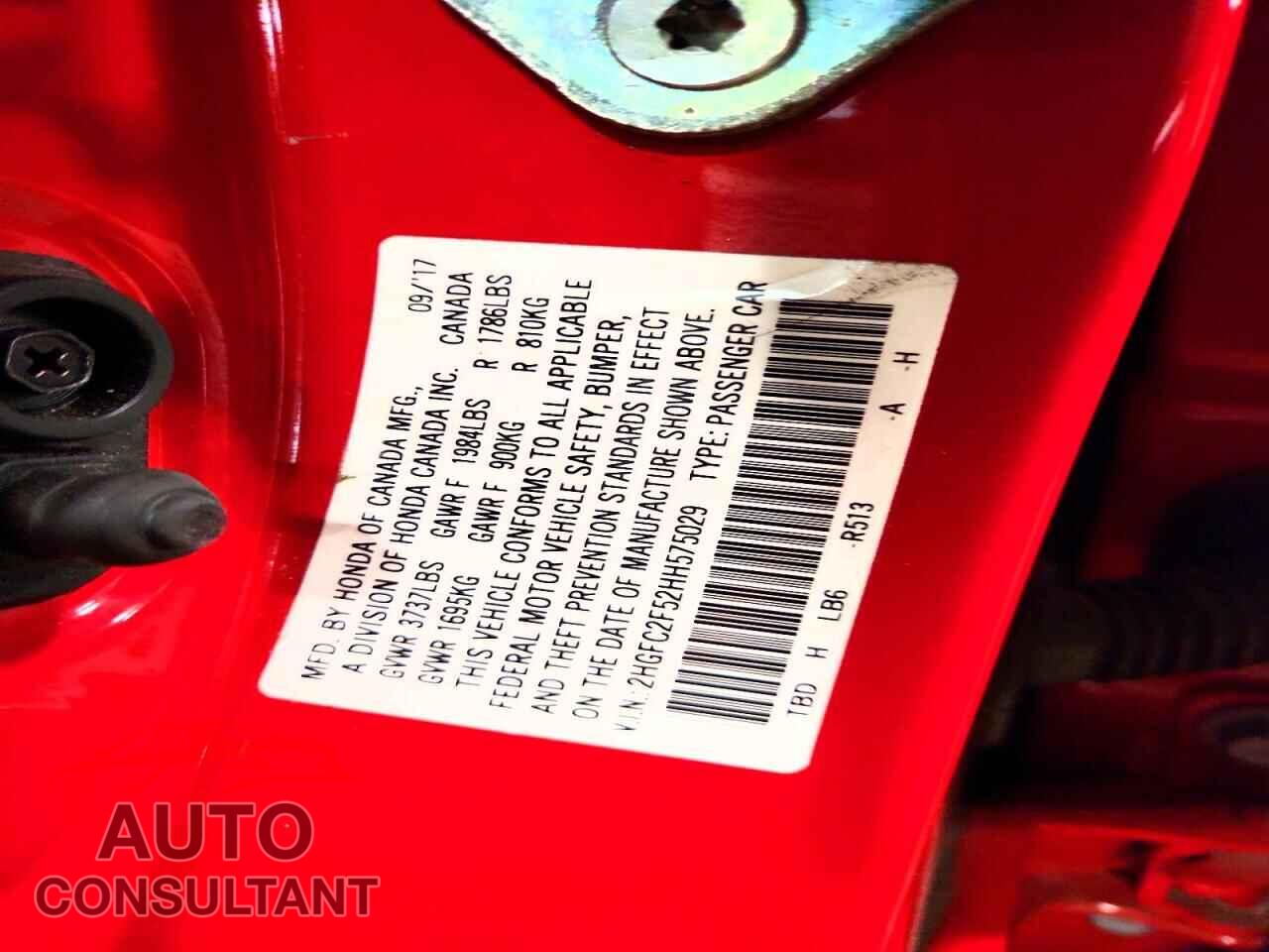 HONDA CIVIC 2017 - 2HGFC2F52HH575029