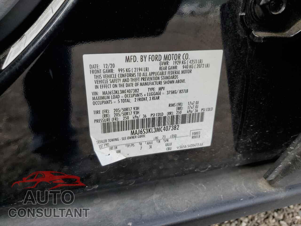 FORD ECOSPORT 2021 - MAJ6S3KL3MC407382