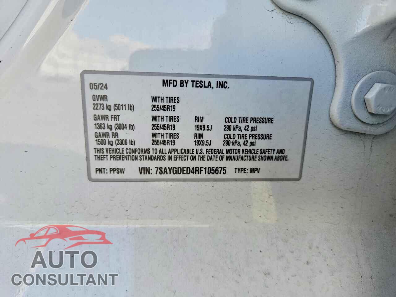 TESLA MODEL Y 2024 - 7SAYGDED4RF105675