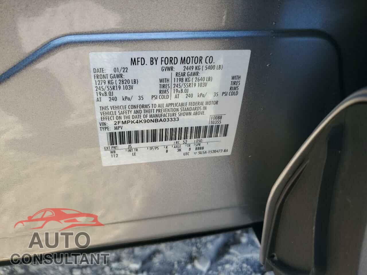 FORD EDGE 2022 - 2FMPK4K90NBA03333