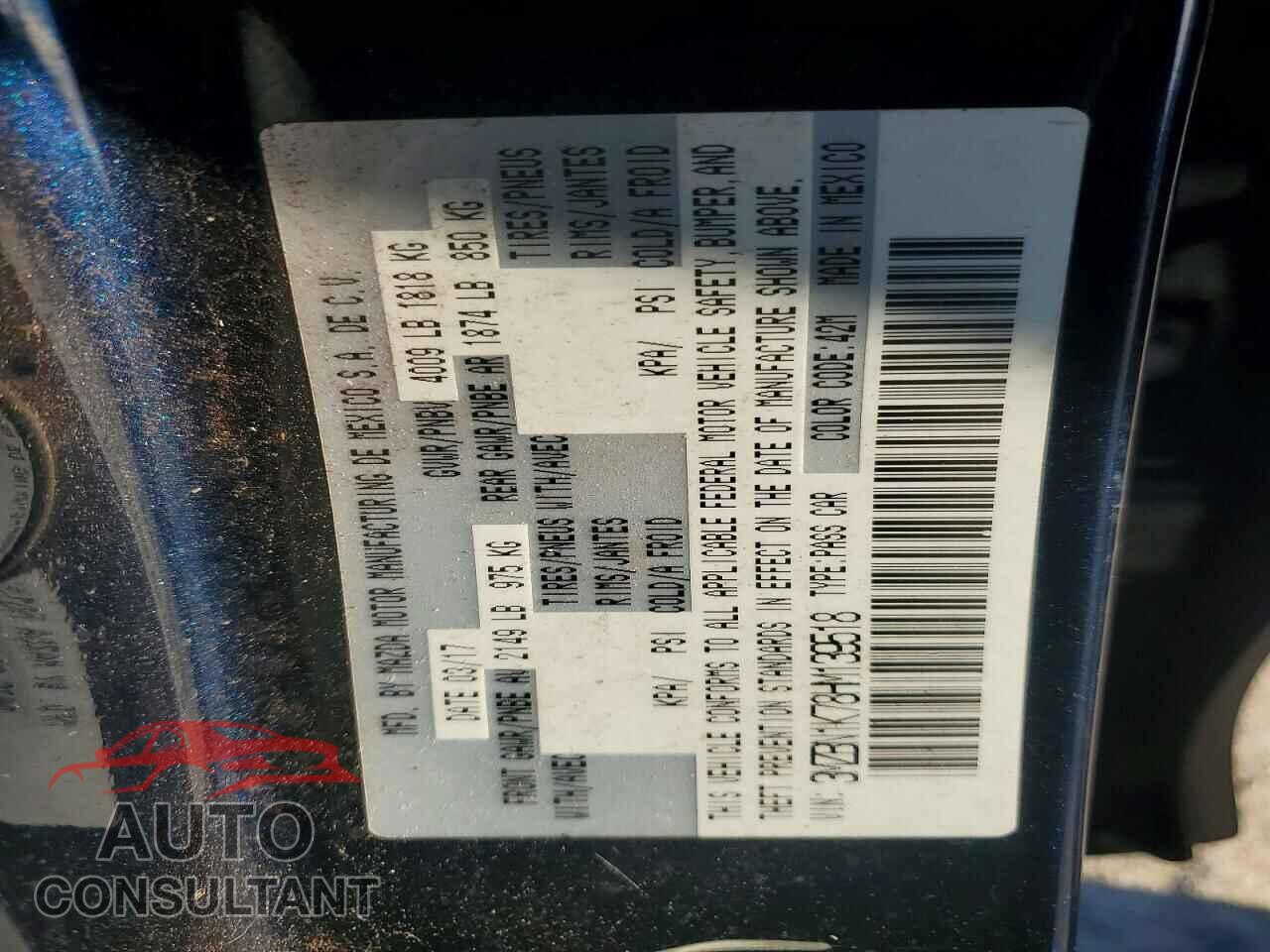 MAZDA 3 2017 - 3MZBN1K78HM139518