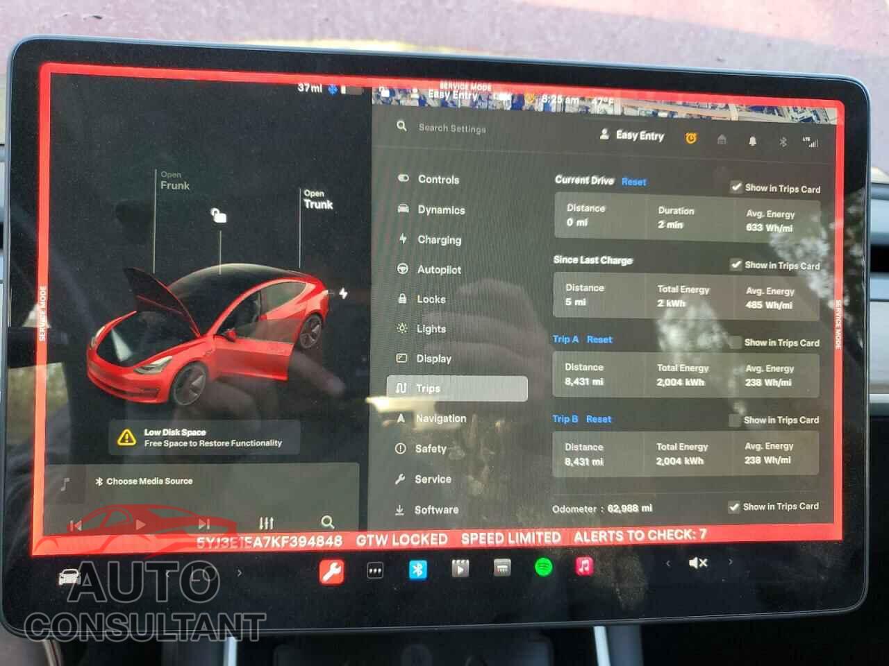 TESLA MODEL 3 2019 - 5YJ3E1EA7KF394848