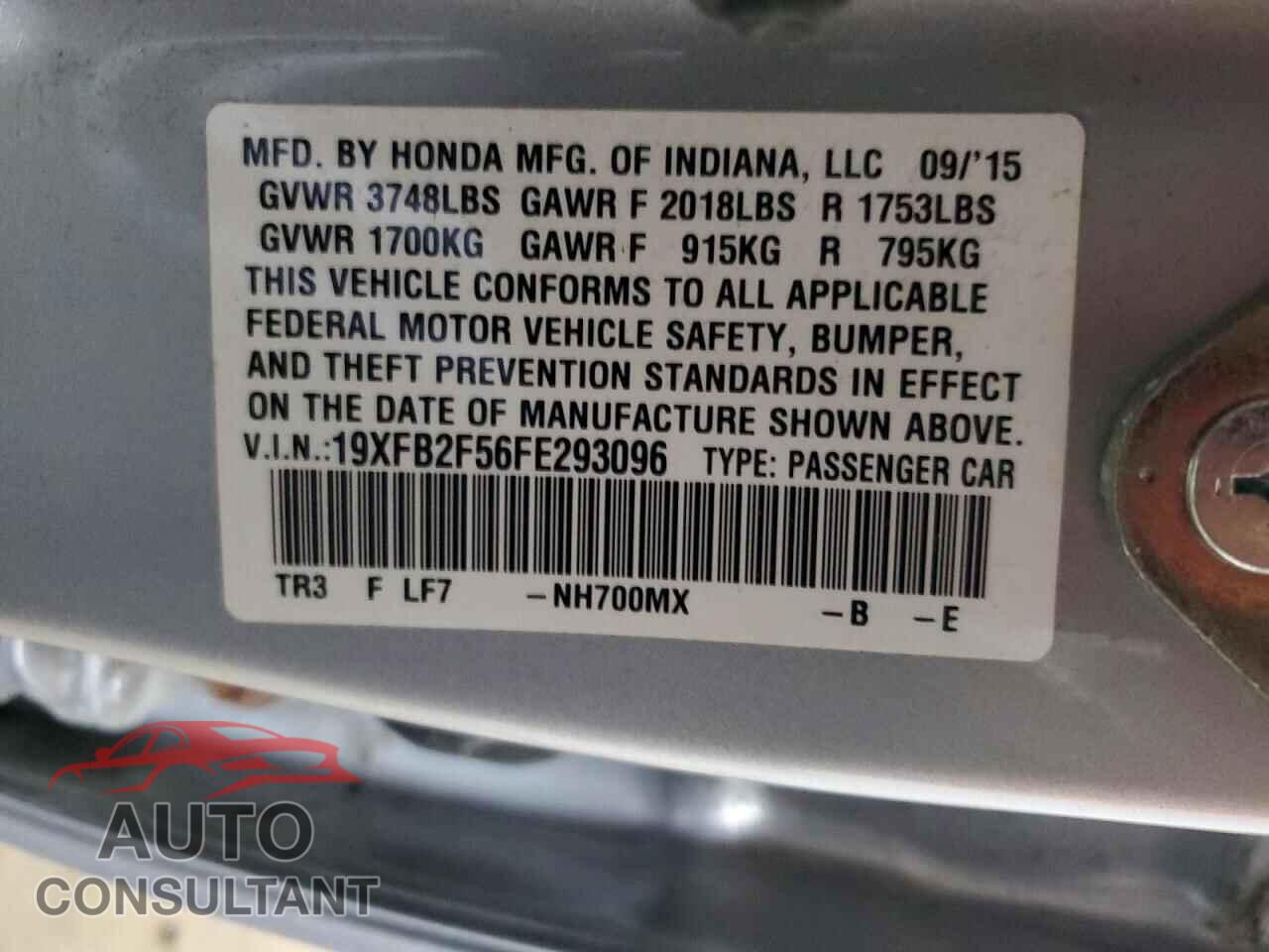 HONDA CIVIC 2015 - 19XFB2F56FE293096