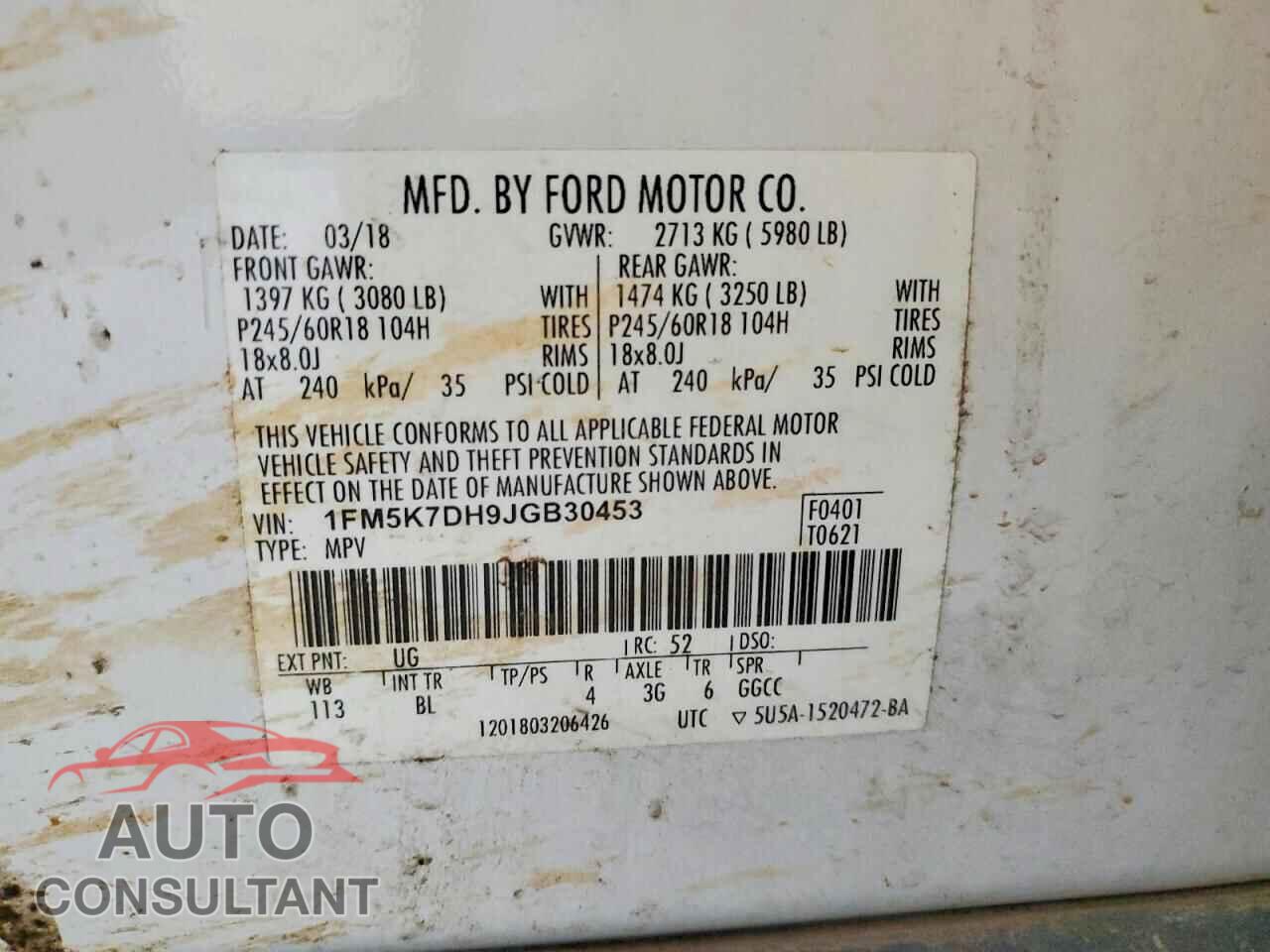 FORD EXPLORER 2018 - 1FM5K7DH9JGB30453