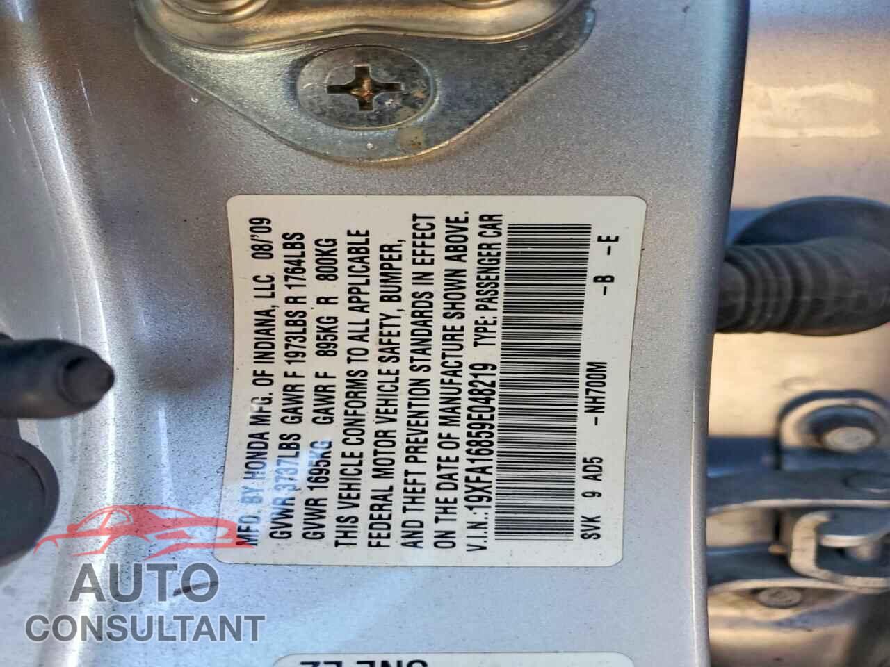 HONDA CIVIC 2009 - 19XFA16859E048219