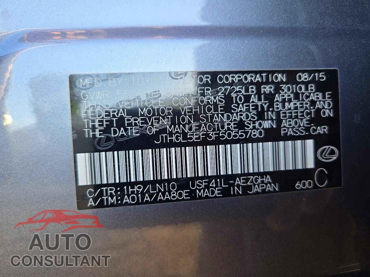 LEXUS LS460 2015 - JTHGL5EF3F5055780
