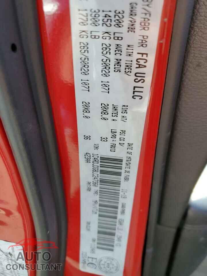 DODGE DURANGO 2020 - 1C4RDJDG8LC247360