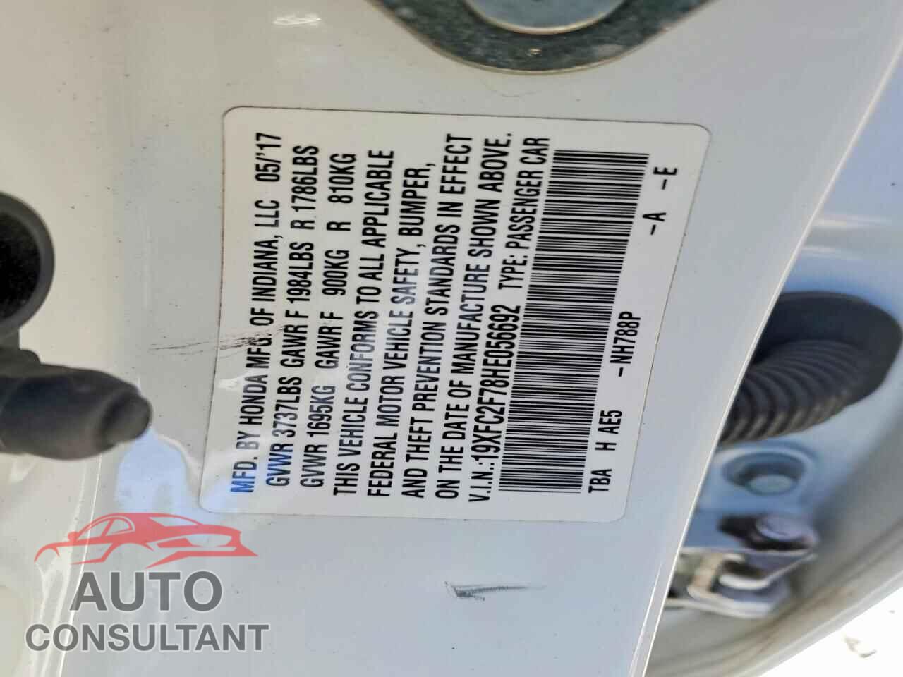HONDA CIVIC 2017 - 19XFC2F78HE056692