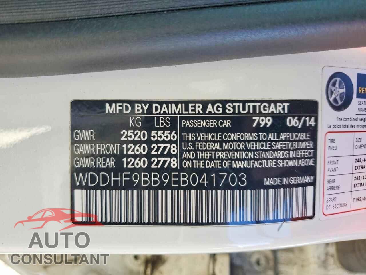 MERCEDES-BENZ E-CLASS 2014 - WDDHF9BB9EB041703