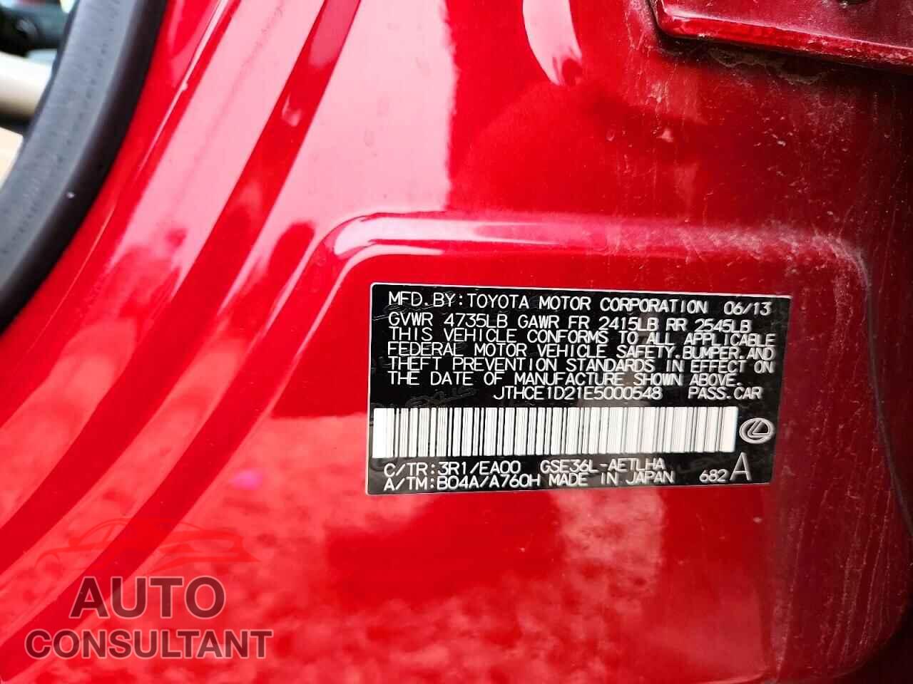 LEXUS IS 2014 - JTHCE1D21E5000548