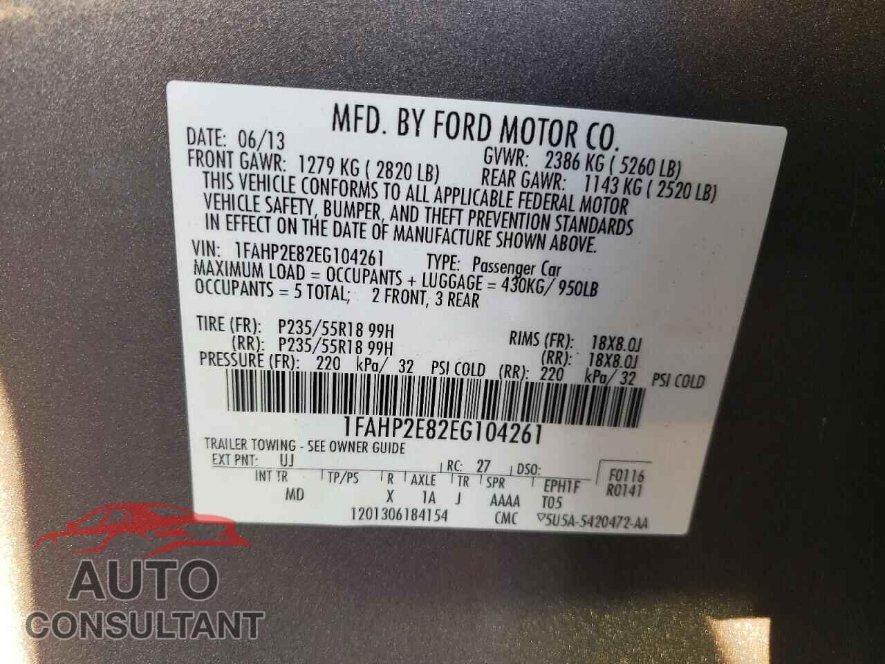 FORD TAURUS 2014 - 1FAHP2E82EG104261