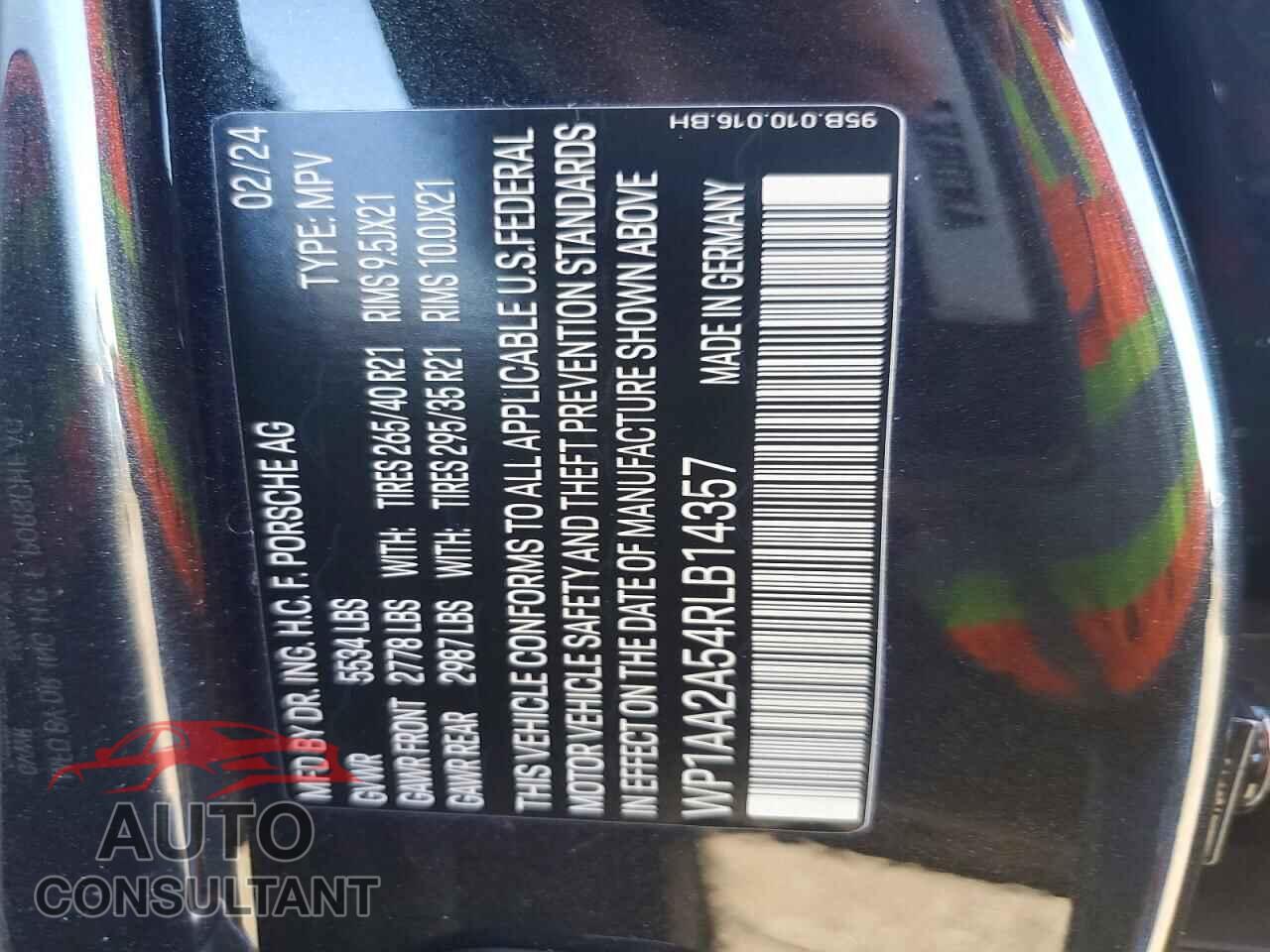 PORSCHE MACAN BASE 2024 - WP1AA2A54RLB14357