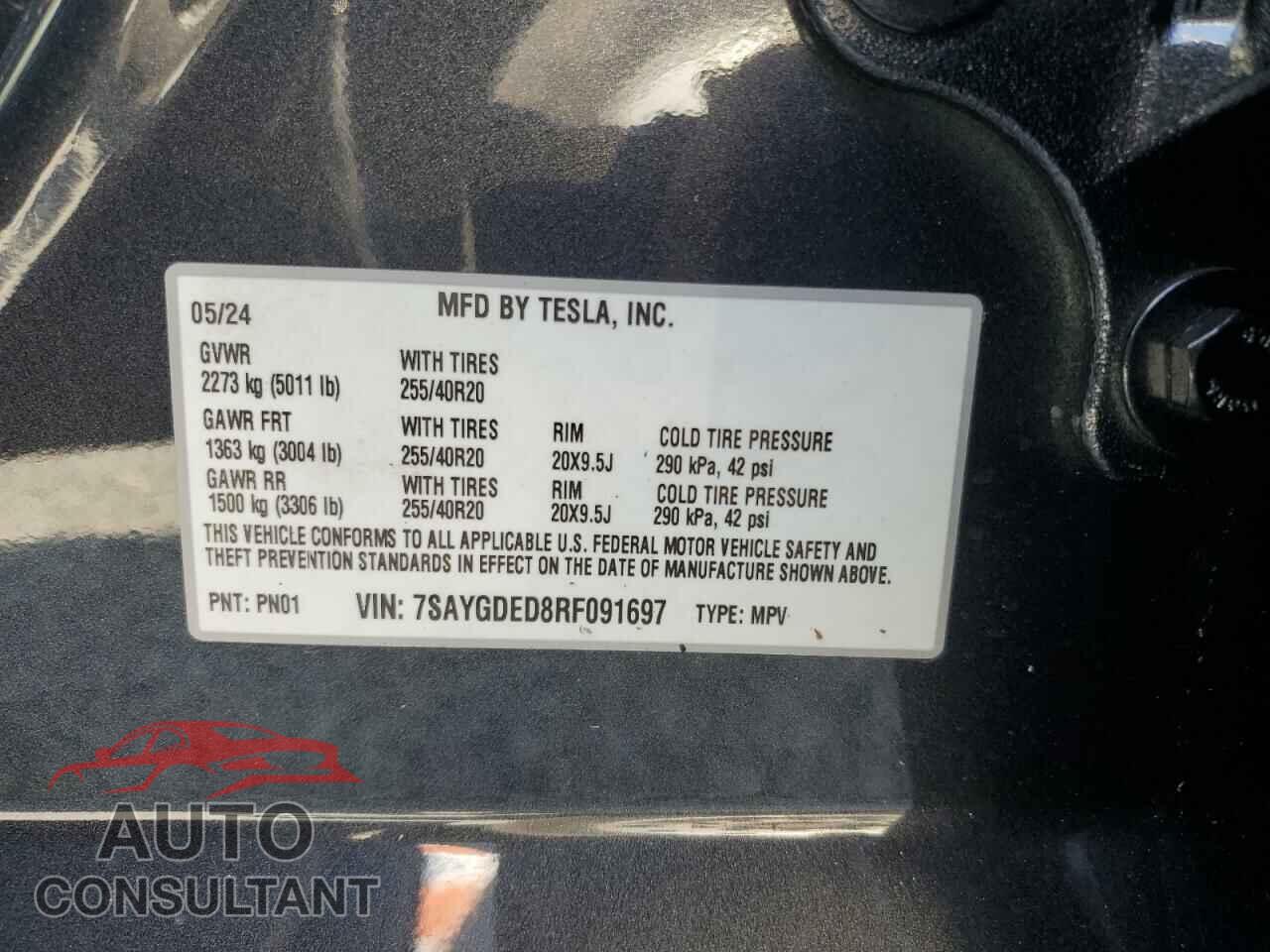TESLA MODEL Y 2024 - 7SAYGDED8RF091697
