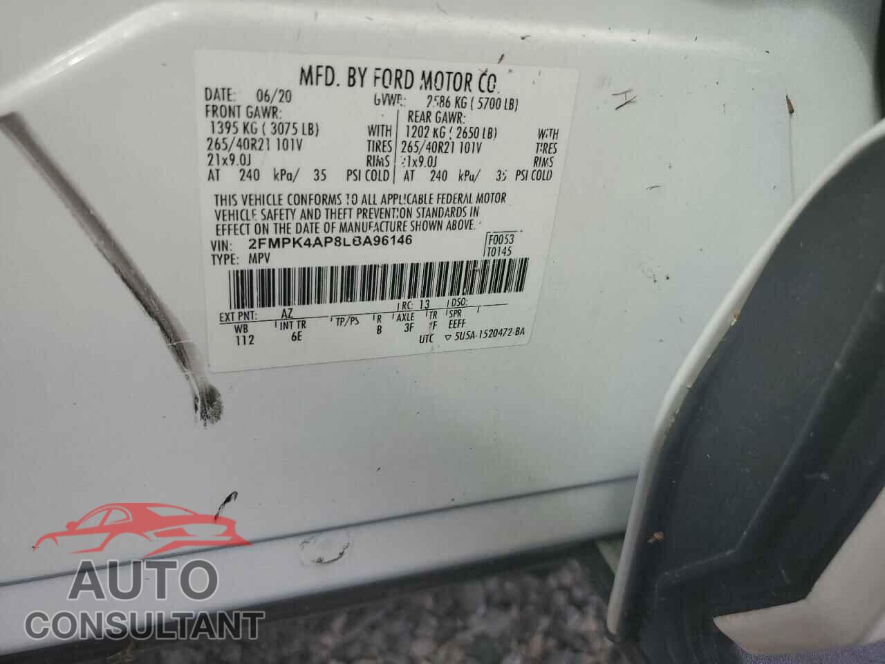 FORD EDGE 2020 - 2FMPK4AP8LBA96146