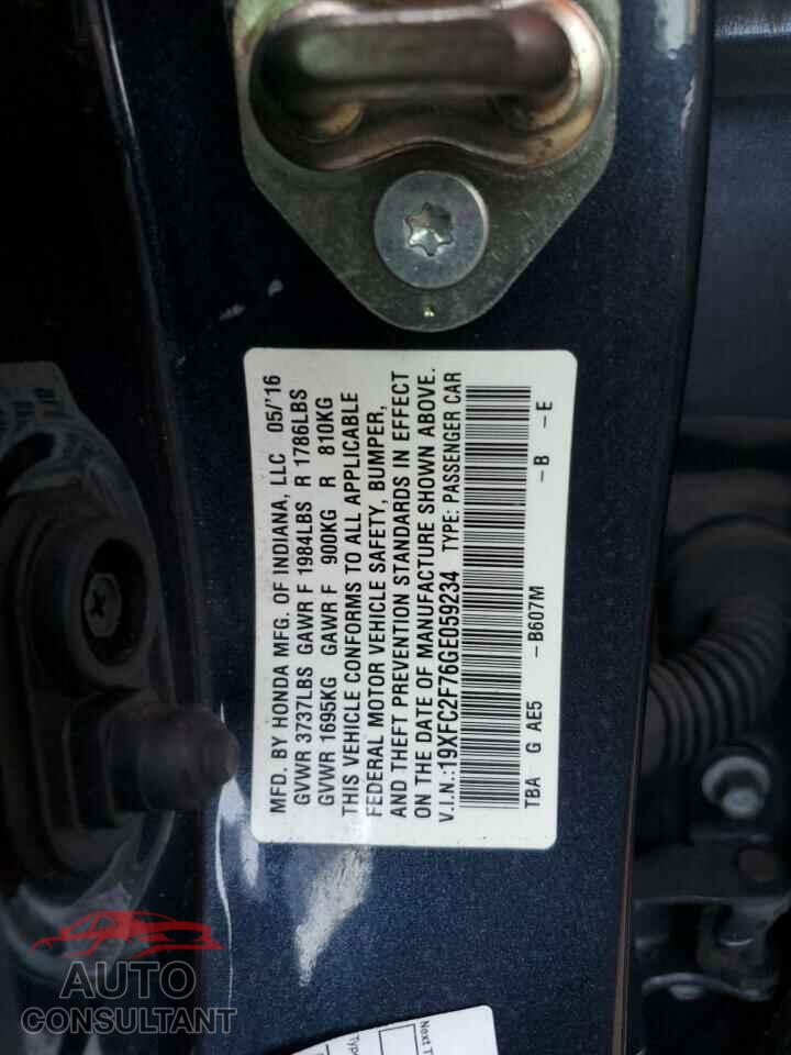 HONDA CIVIC 2016 - 19XFC2F76GE059234