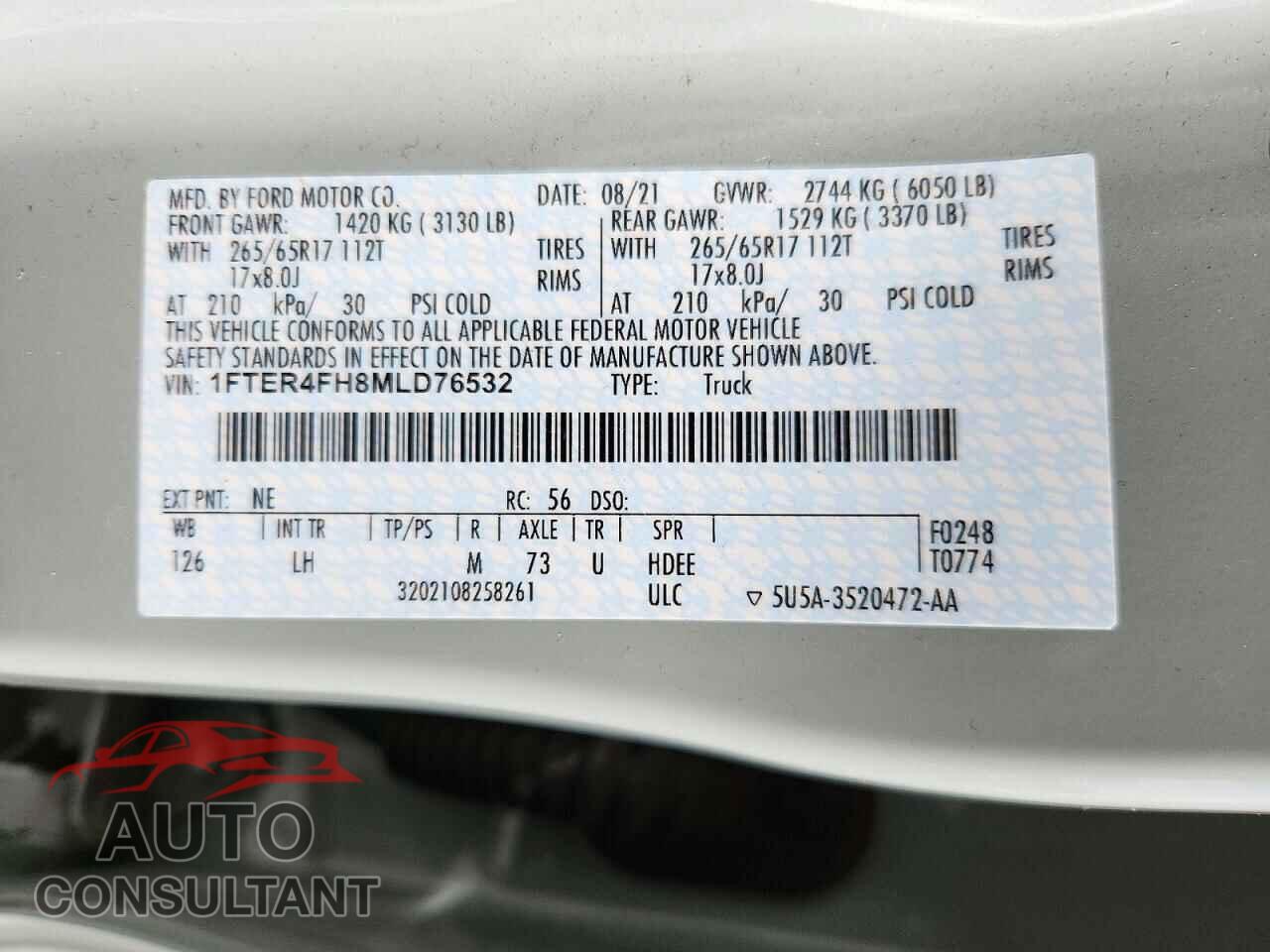 FORD RANGER 2021 - 1FTER4FH8MLD76532