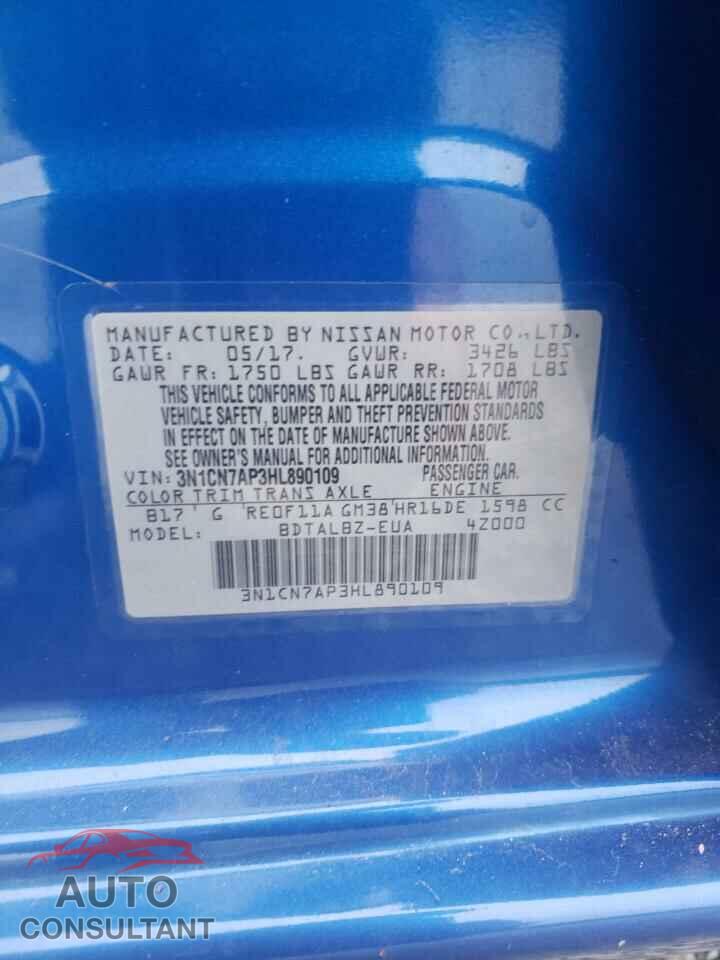 NISSAN VERSA 2017 - 3N1CN7AP3HL890109