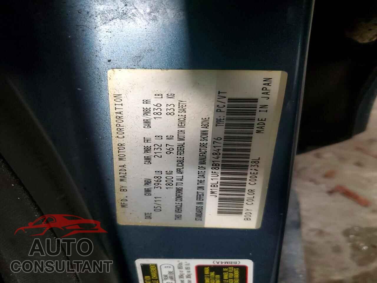 MAZDA 3 2011 - JM1BL1UF8B1484176
