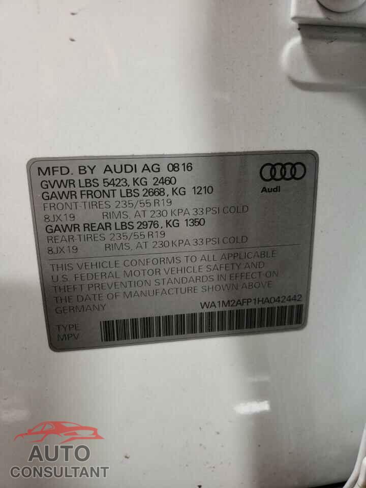 AUDI Q5 2017 - WA1M2AFP1HA042442