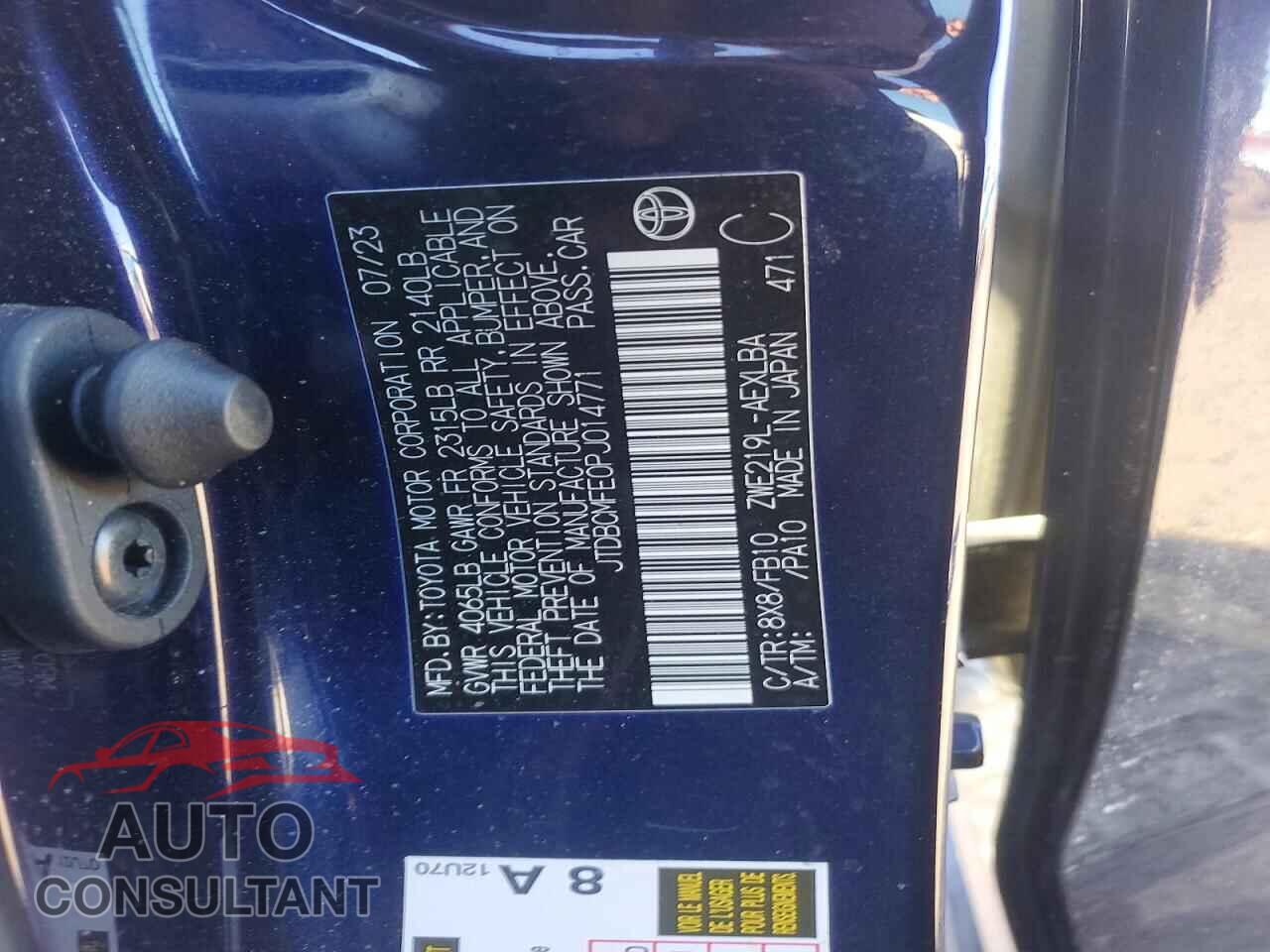 TOYOTA COROLLA 2023 - JTDBCMFE0PJ014771