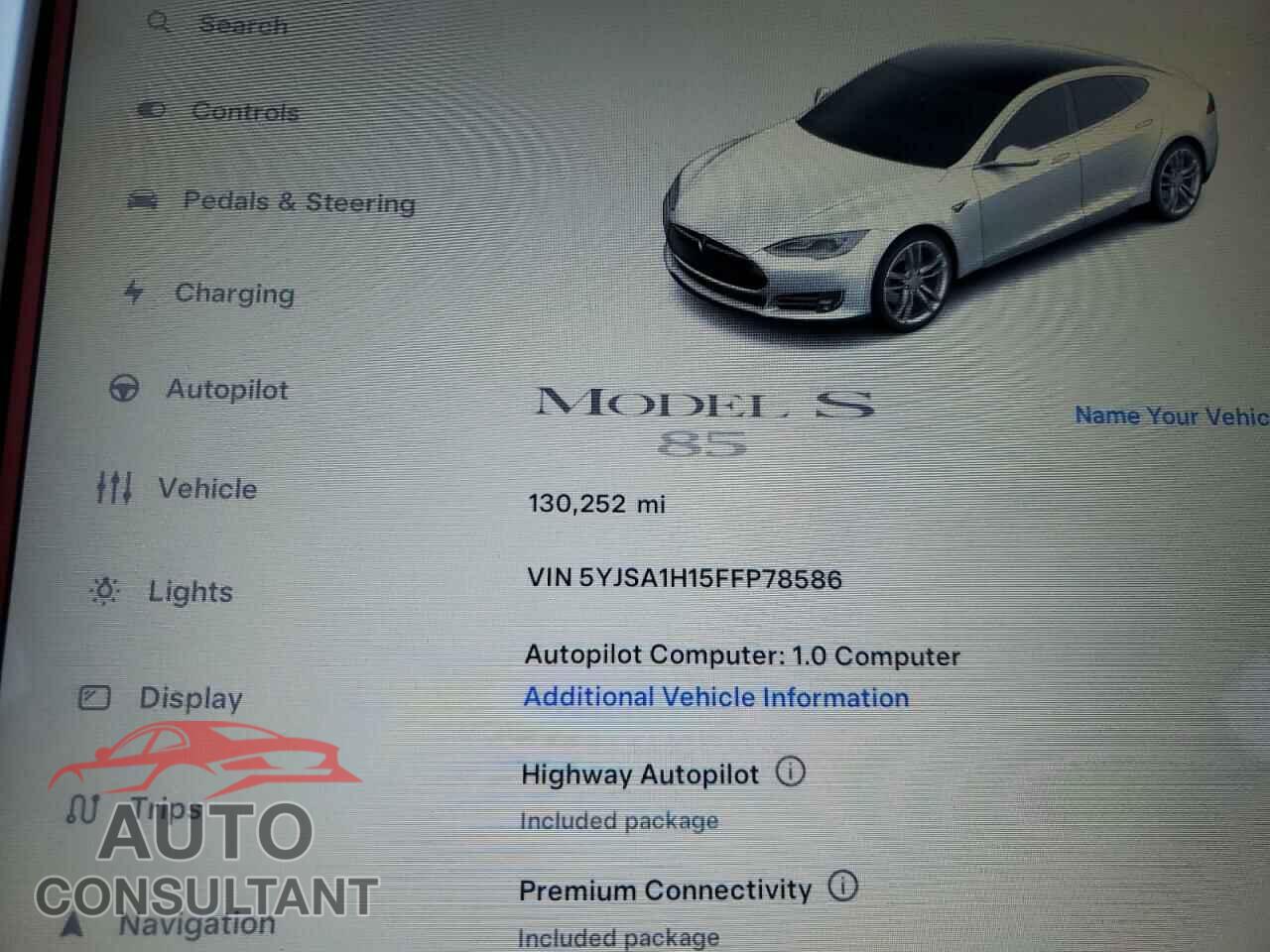 TESLA MODEL S 2015 - 5YJSA1H15FFP78586